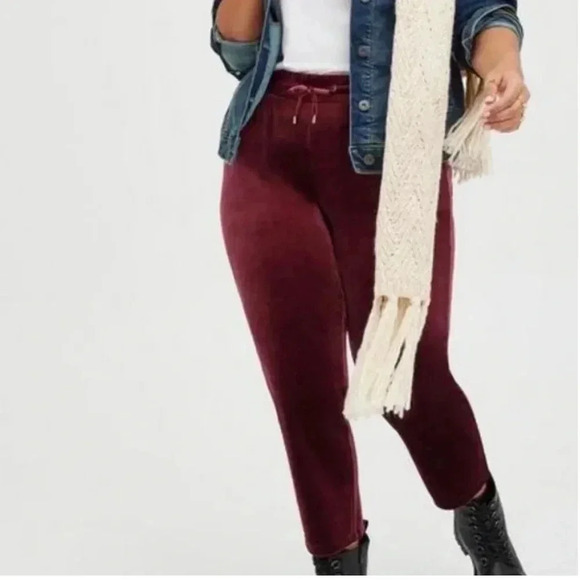 Torrid Burgundy Velour Pull On Pants Size 1X - Picture 1 of 5